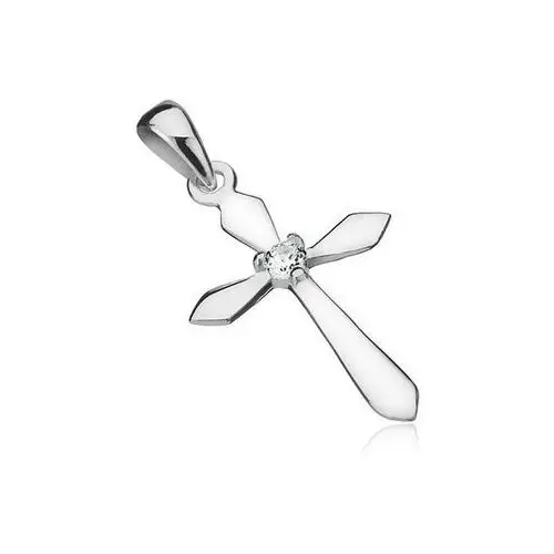 Biżuteria e-shop Wisiorek ze srebra 925 - błyszczący krzyż z cyrkonią, wąskie ramiona