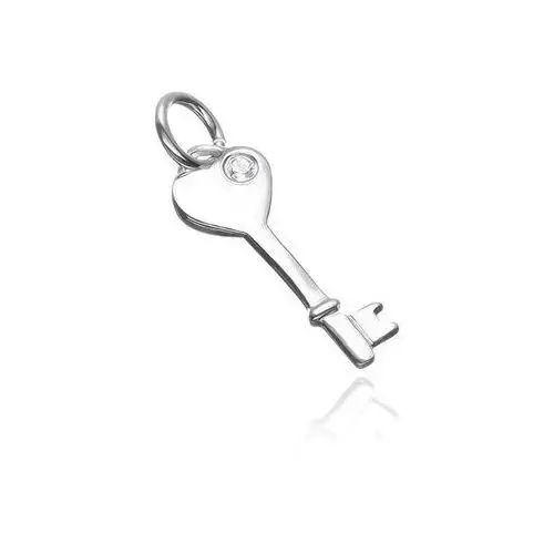 Wisiorek ze srebra 925 - klucz z główką w kształcie serca i cyrkonią Biżuteria e-shop