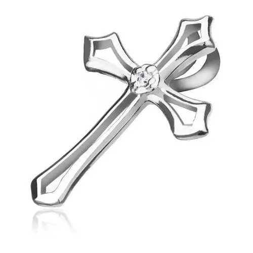 Wisiorek ze srebra 925 - kontur krzyża z przeźroczystym kamyczkiem, X32.7