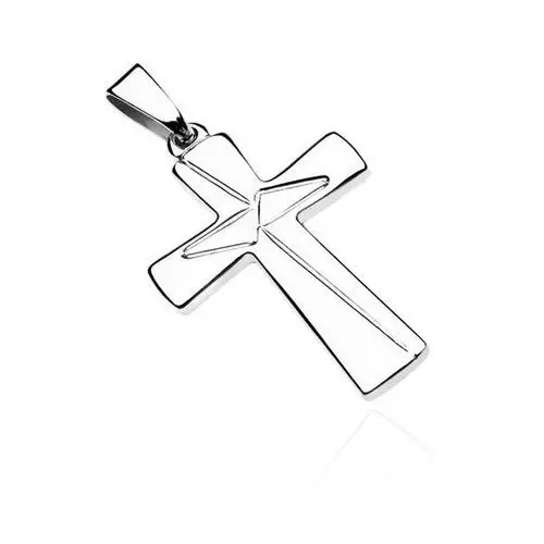 Biżuteria e-shop Wisiorek ze srebra 925 - krzyż łaciński, wygrawerowane trójkąty