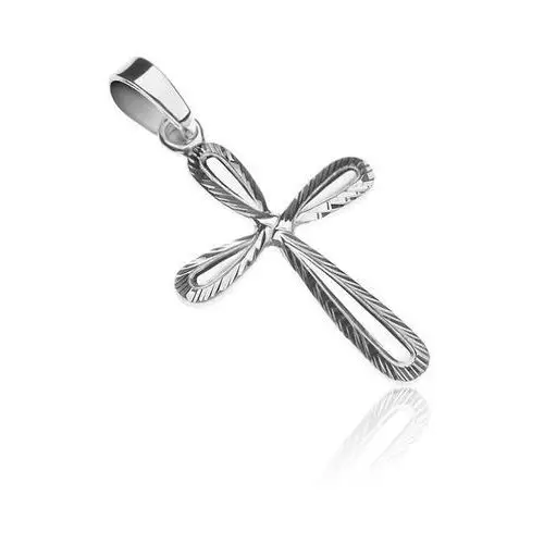 Wisiorek ze srebra 925 - krzyż z karbowanym konturem Biżuteria e-shop