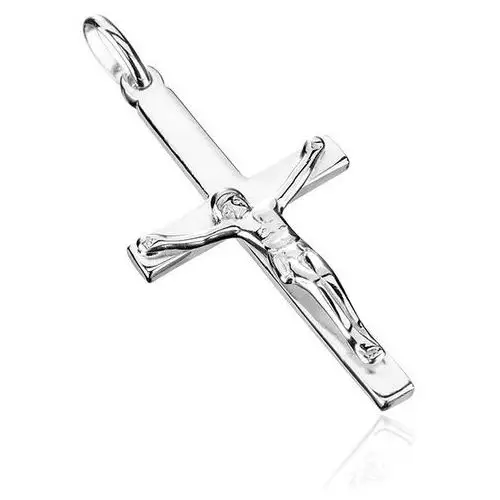 Biżuteria e-shop Wisiorek ze srebra 925 - krzyż z postawą ukrzyżowanego jezusa chrystusa