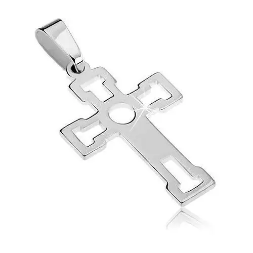 Wisiorek ze srebra 925 - lśniący krzyż z wycięciami w kształcie t Biżuteria e-shop