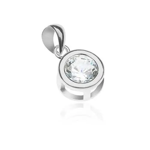 Wisiorek ze srebra 925 - okrągła, przeźroczysta cyrkonia w podwójnej oprawce Biżuteria e-shop