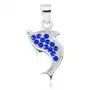 Wisiorek ze srebra 925, rodowany, zarys skaczącego delfina, niebieskie cyrkonie Biżuteria e-shop Sklep