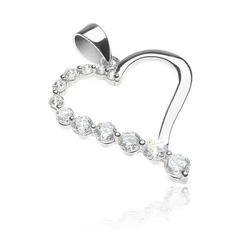 Wisiorek ze srebra 925 - wycięte serce, wydłużony cyrkoniowy zarys Biżuteria e-shop