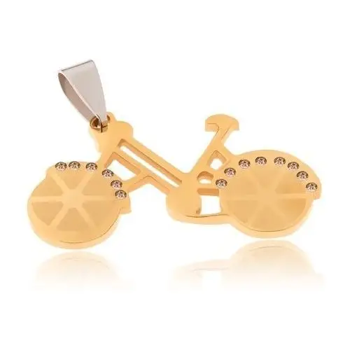 Wisiorek ze stali chirurgicznej - rower w złotym kolorze, przezroczyste cyrkonie Biżuteria e-shop