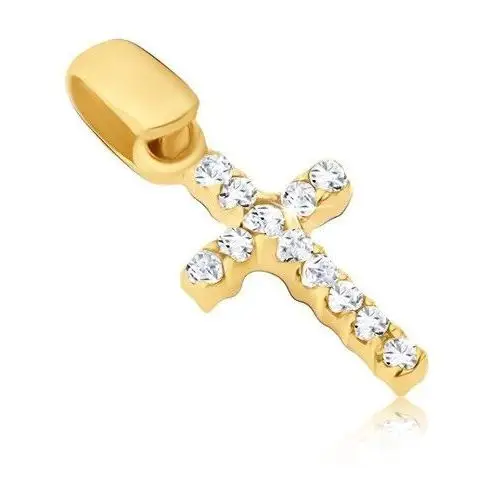 Biżuteria e-shop Wisiorek ze złota 14k - drobny krzyżyk z cyrkoniami po obu stronach