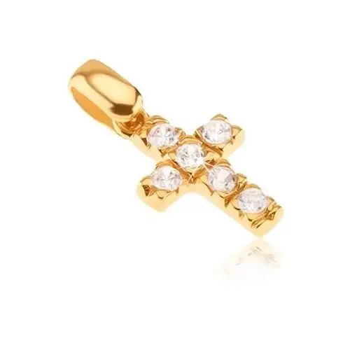 Biżuteria e-shop Wisiorek ze złota 14k - krzyżyk z kwadracikami i błyszczącymi cyrkoniami