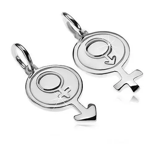 Biżuteria e-shop Wisiorki ze srebra 925 dla pary - okrągły symbol płci mężczyzny i kobiety