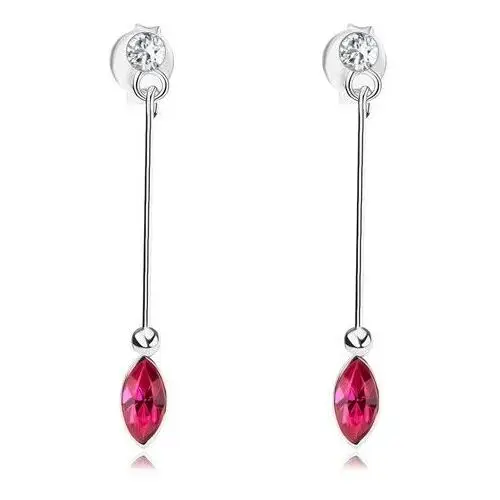 Wiszące kolczyki, srebro 925, bezbarwny okrągły i różowy ziarnkowy kryształek swarovskiego Biżuteria e-shop