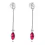 Wiszące kolczyki, srebro 925, bezbarwny okrągły i różowy ziarnkowy kryształek swarovskiego Biżuteria e-shop Sklep