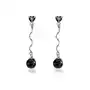 Wiszące kolczyki, srebro 925 - błyszcząca spirala, serduszko i kuleczka czarnego koloru Biżuteria e-shop Sklep