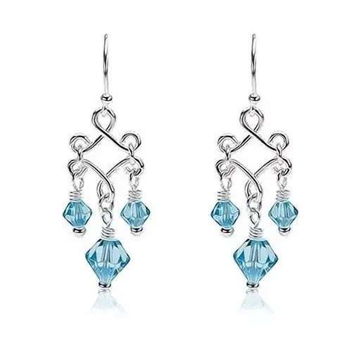 Wiszące kolczyki z niebieskimi koralikami ze szkła, srebro 925 Biżuteria e-shop