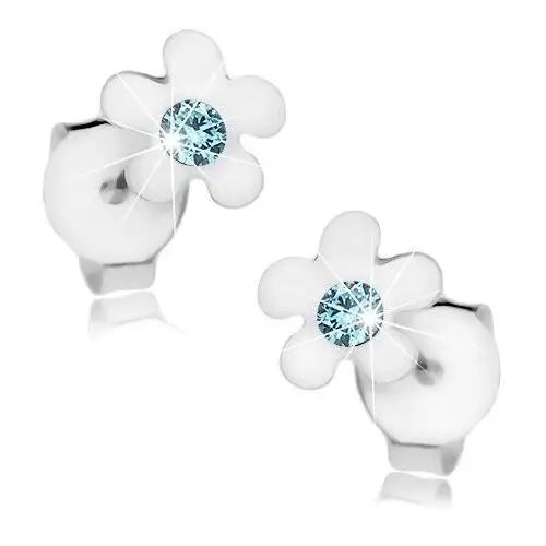 Biżuteria e-shop Wkręty, srebro 925, kwiat z lśniącymi płatkami i niebieskim kryształkiem