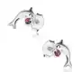Wkręty, srebro 925, lśniący delfin, kryształek fioletowego koloru Biżuteria e-shop Sklep