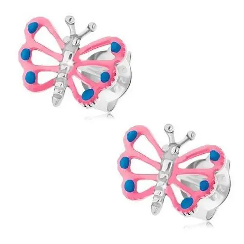 Biżuteria e-shop Wkręty, srebro 925, motylek z różowymi skrzydłami, wycięcia