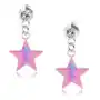 Wkręty, srebro 925, różowa gwiazda, niebieski zygzakowy wzór, kryształ Biżuteria e-shop Sklep