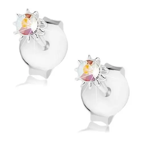 Biżuteria e-shop Wkręty, srebro 925, tęczowy kryształ swarovski, kwiat