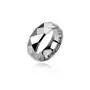 Biżuteria e-shop Wolframowa obrączka srebrnego koloru ze wzorem małych rombów, 8 mm - rozmiar: 62 Sklep