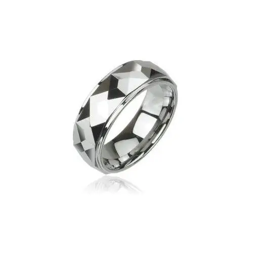 Biżuteria e-shop Wolframowy pierścień o oszlifowanej kwadratowej powierzchni, wysoki połysk, 8 mm - rozmiar: 62