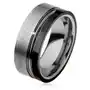 Wolframowy pierścionek, dwa nacięcia, srebrny i czarny kolor, lśniąco-matowa powierzchnia - Rozmiar: 51, AB34.02 Sklep