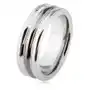 Wolframowy pierścionek o lśniącej powierzchni, dwa nacięcia, czarny i srebrny kolor - rozmiar: 57 Biżuteria e-shop Sklep