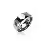 Biżuteria e-shop Wolframowy pierścionek srebrnego koloru, geometrycznie szlifowana powierzchnia 8 mm - rozmiar: 61 Sklep