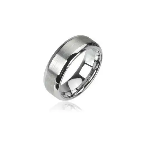 Wolframowy pierścionek srebrnego koloru, matowy środkowy pas i lśniące krawędzie, 8 mm - Rozmiar: 70, Z36.12