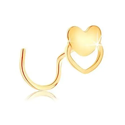 Zagięty piercing do nosa z żółtego 14k złota - serduszko i zarys serca Biżuteria e-shop