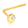 Biżuteria e-shop Zagięty piercing do nosa z żółtego 14k złota, sierp księżyca, bezbarwna cyrkonia Sklep