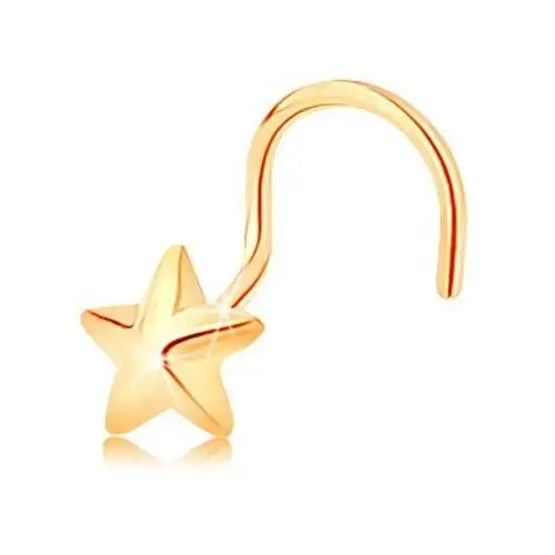 Zagięty złoty piercing 585 - pięcioramienna wypukła gwiazdeczka o lśniącej powierzchni Biżuteria e-shop