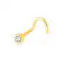 Biżuteria e-shop Zakrzywiony piercing do nosa z żółtego 9k złota - przezroczysta lśniąca cyrkonia w oprawce Sklep