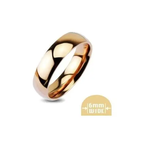 Biżuteria e-shop Zaoblona lśniąca metalowa obrączka w złoto-różowym kolorze - rozmiar: 56