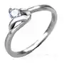 Biżuteria e-shop Zaręczynowy pierścionek srebrnego koloru, stal 316l, okrągła bezbarwna cyrkonia i faliste ramię - rozmiar: 49 Sklep
