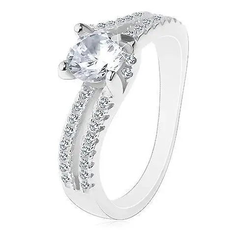 Biżuteria e-shop Zaręczynowy pierścionek ze srebra 925, błyszcząca cyrkonia między dwoma pasami cyrkonii - rozmiar: 52