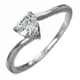 Zaręczynowy stalowy pierścionek, cyrkoniowe serce bezbarwnego koloru, wąskie zakrzywione ramione - rozmiar: 53 Biżuteria e-shop Sklep
