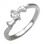 Biżuteria e-shop Zaręczynowy stalowy pierścionek z cyrkonią i listkami na krawędziach - rozmiar: 54 Sklep