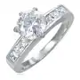 Zaręczynowy stalowy pierścionek z wystającą cyrkonią pośrodku - rozmiar: 61 Biżuteria e-shop Sklep
