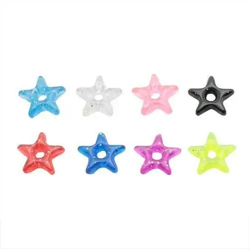 Zawieszka na piercing - kolorowa akrylowa gwiazda z brokatem - kolor: fioletowy Biżuteria e-shop