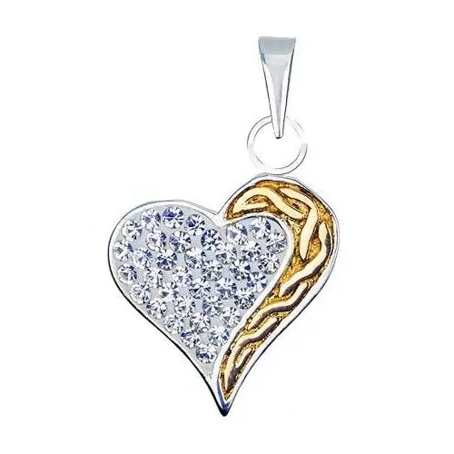 Biżuteria e-shop Zawieszka serce ze srebra 925 z cyrkoniami i złotą spiralą