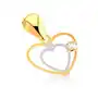 Biżuteria e-shop Zawieszka z kombinowanego 9k złota - delikatny podwójny zarys serca, bezbarwna cyrkonia Sklep