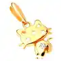 Biżuteria e-shop Zawieszka z żółtego 14k złota - błyszczący kotek, przezroczysta cyrkonia, gwiazdy Sklep