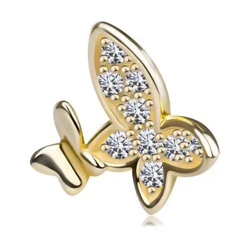 Biżuteria e-shop Zawieszka z żółtego 14k złota - dwa motyle - gładki i wyłożony cyrkoniami