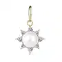 Zawieszka z żółtego 14k złota - połyskliwe słoneczko, okrągła perła białego koloru Biżuteria e-shop Sklep