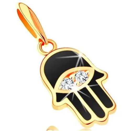 Biżuteria e-shop Zawieszka z żółtego 14k złota - ręka fatimy pokryta czarną emalią, oko