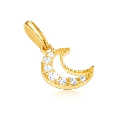 Zawieszka z żółtego złota 9k - kontur półksiężyca, przeźroczyste kamyczki Biżuteria e-shop