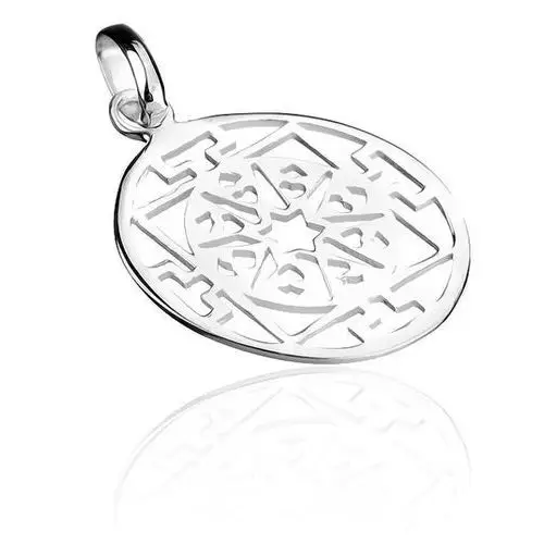 Biżuteria e-shop Zawieszka ze srebra 925 - koło z promieniami i wzorem w kształcie litery t