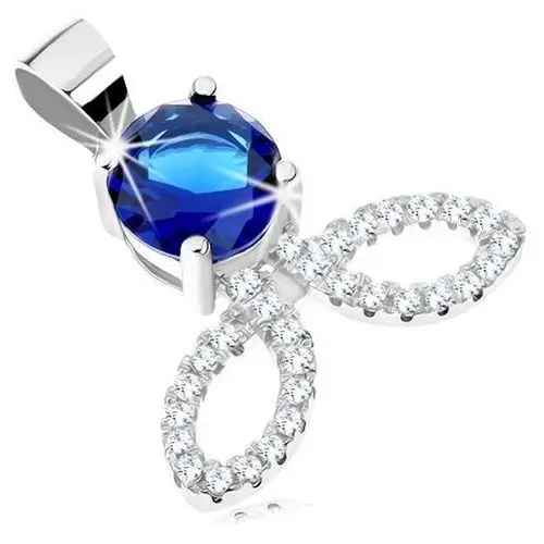 Biżuteria e-shop Zawieszka ze srebra 925, okrągła ciemnoniebieska cyrkonia, przezroczyste zarysy ziarenek