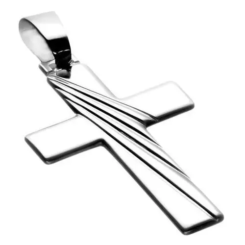 Zawieszka ze srebra 925 - płaski krzyż łaciński z motywem promieni Biżuteria e-shop